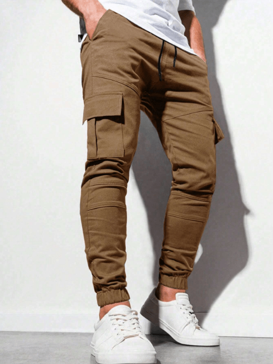 Manfinity Homme Men Flap Pocket Side Drawstring Waist Cargo Pants - Lolli World Marketplace