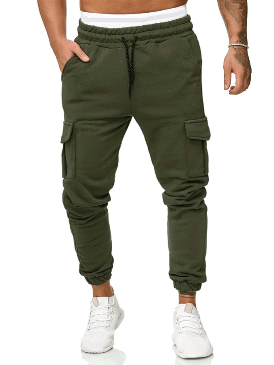 Manfinity Homme Men Flap Pocket Side Drawstring Waist Sweatpants - Lolli World Marketplace