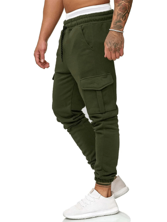 Manfinity Homme Men Flap Pocket Side Drawstring Waist Sweatpants - Lolli World Marketplace