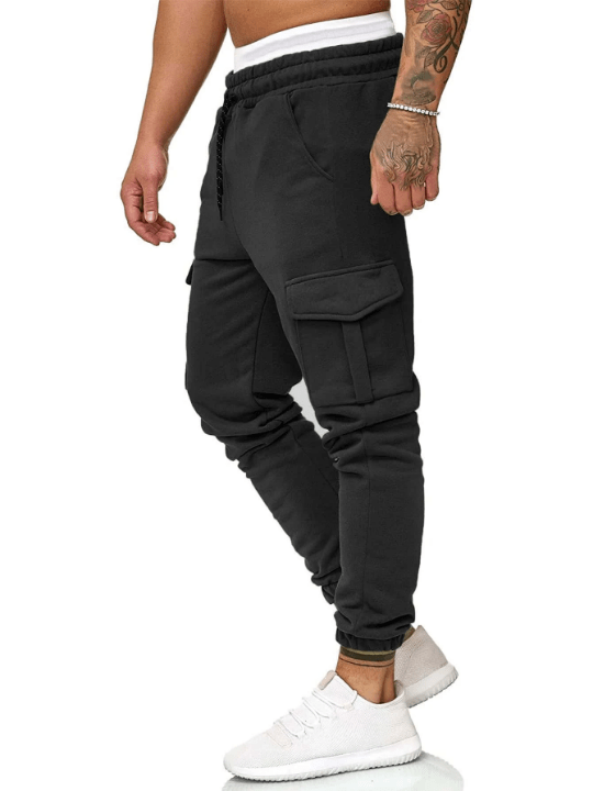 Manfinity Homme Men Flap Pocket Side Drawstring Waist Sweatpants - Lolli World Marketplace