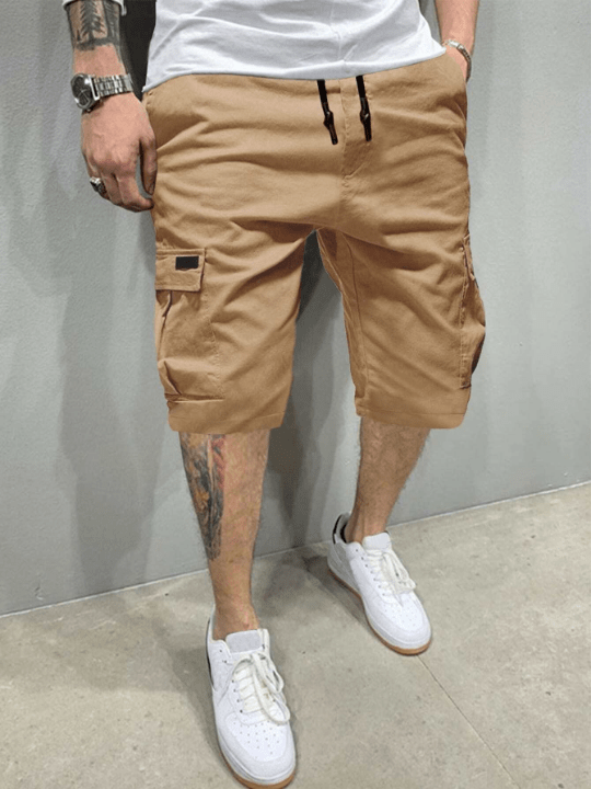 Manfinity Homme Men Flap Pockets Drawstring Cargo Shorts - Lolli World Marketplace