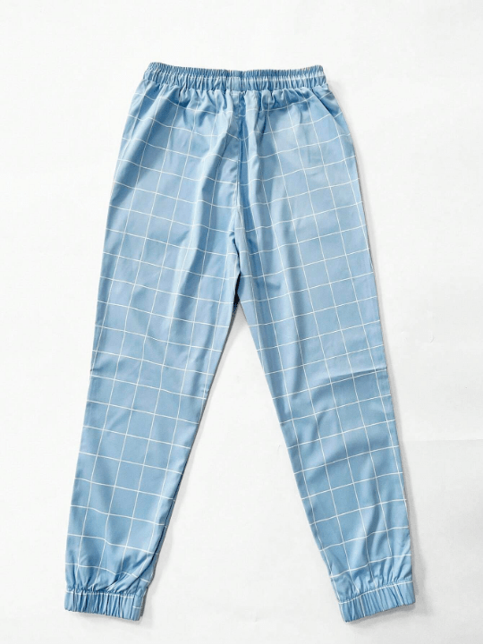 Manfinity Homme Men Grid Print Drawstring Waist Pants - Lolli World Marketplace