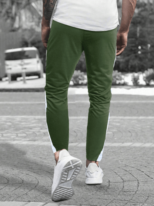 Manfinity Homme Men Letter Graphic Contrast Side Seam Drawstring Waist Sweatpants - Lolli World Marketplace