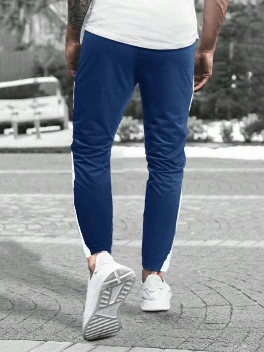 Manfinity Homme Men Letter Graphic Contrast Side Seam Drawstring Waist Sweatpants - Lolli World Marketplace