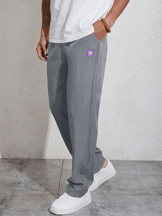 Manfinity Homme Men Letter Patched Detail Drawstring Waist Pants - Lolli World Marketplace