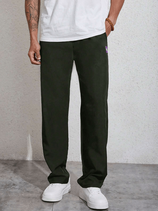 Manfinity Homme Men Letter Patched Detail Drawstring Waist Pants - Lolli World Marketplace
