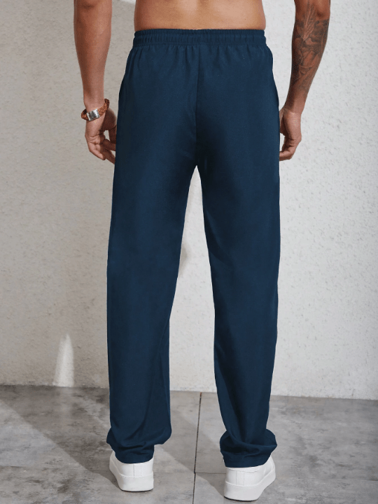 Manfinity Homme Men Letter Patched Detail Drawstring Waist Pants - Lolli World Marketplace