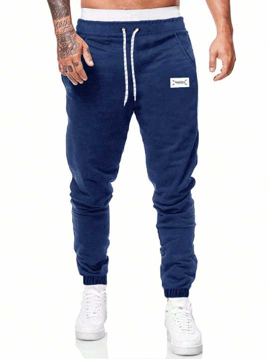 Manfinity Homme Men Letter Patched Drawstring Waist Sweatpants - Lolli World Marketplace