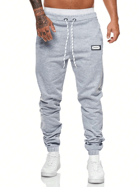 Manfinity Homme Men Letter Patched Drawstring Waist Sweatpants - Lolli World Marketplace