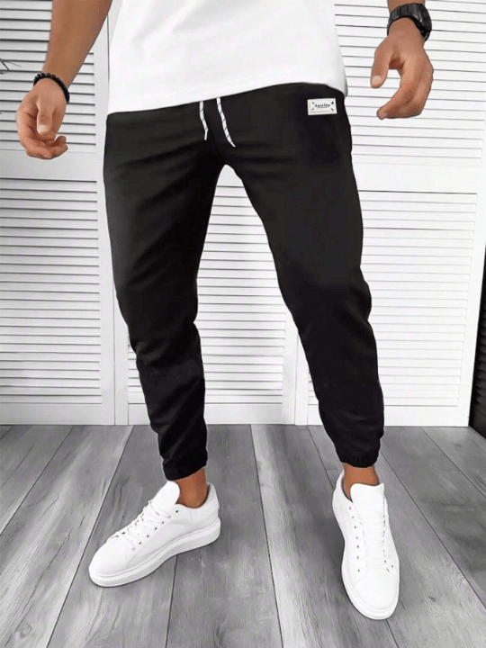 Manfinity Homme Men Letter Patched Drawstring Waist Sweatpants - Lolli World Marketplace