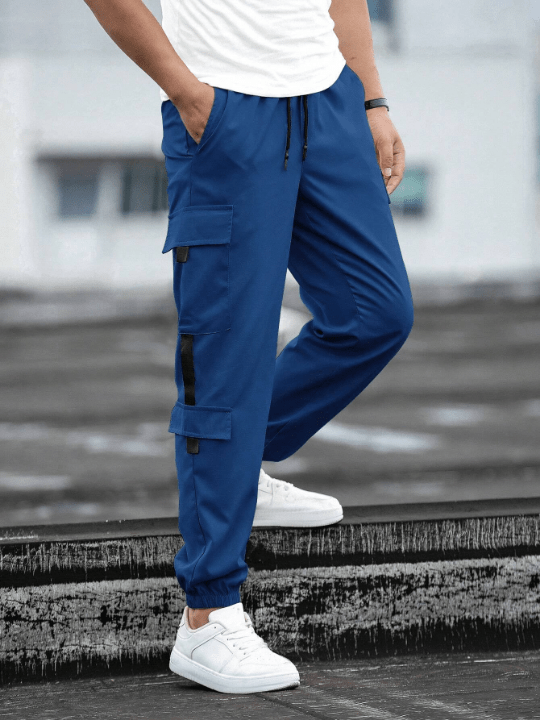 Manfinity Homme Men Patch Detail Drawstring Waist Cargo Pants - Lolli World Marketplace