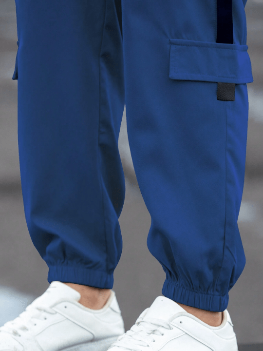 Manfinity Homme Men Patch Detail Drawstring Waist Cargo Pants - Lolli World Marketplace