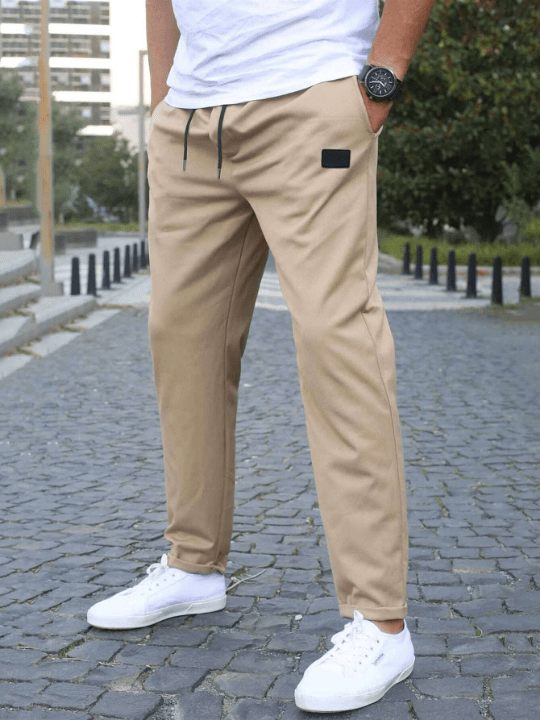 Manfinity Homme Men Patched Detail Drawstring Waist Pants - Lolli World Marketplace