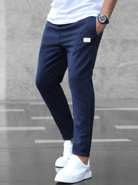 Manfinity Homme Men Patched Detail Drawstring Waist Pants - Lolli World Marketplace