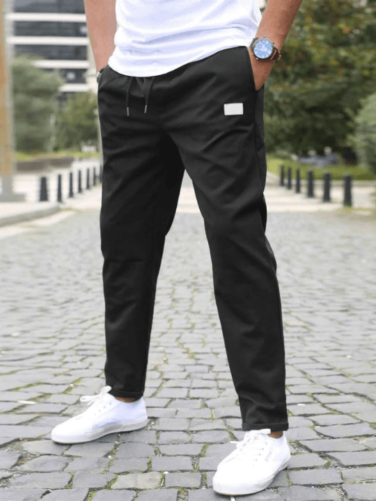 Manfinity Homme Men Patched Detail Drawstring Waist Pants - Lolli World Marketplace