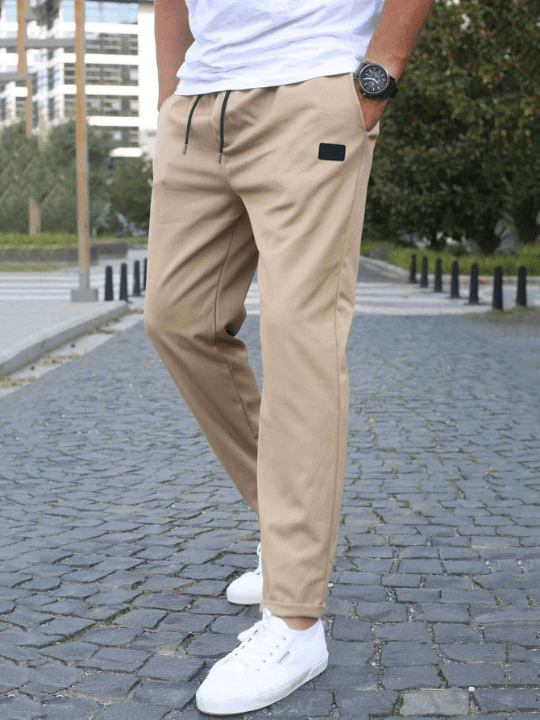 Manfinity Homme Men Patched Detail Drawstring Waist Pants - Lolli World Marketplace