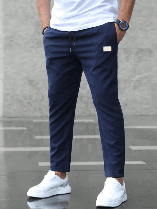 Manfinity Homme Men Patched Detail Drawstring Waist Pants - Lolli World Marketplace