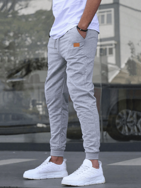 Manfinity Homme Men Patched Detail Drawstring Waist Sweatpants - Lolli World Marketplace