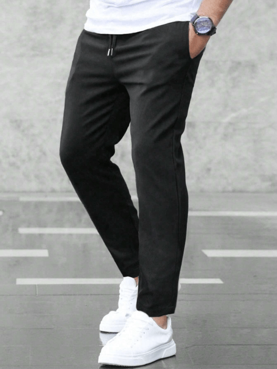 Manfinity Homme Men Solid Drawstring Waist Pants - Lolli World Marketplace