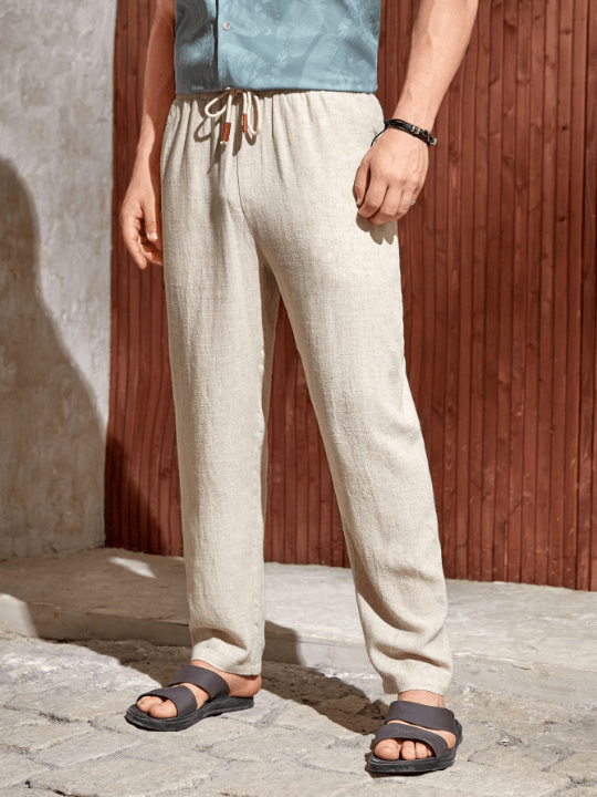Manfinity Homme Men Solid Drawstring Waist Pants - Lolli World Marketplace