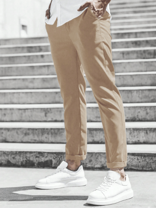 Manfinity Homme Men Solid Drawstring Waist Pants - Lolli World Marketplace