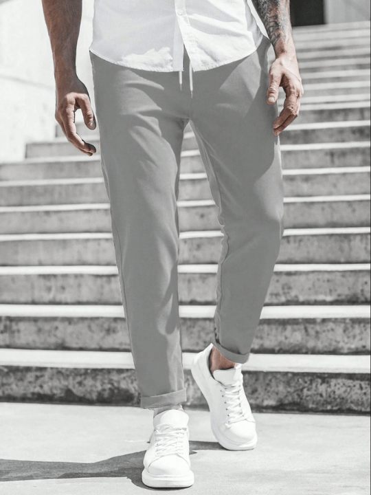 Manfinity Homme Men Solid Drawstring Waist Pants - Lolli World Marketplace
