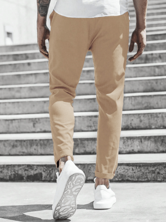 Manfinity Homme Men Solid Drawstring Waist Pants - Lolli World Marketplace