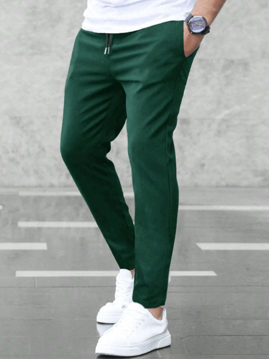 Manfinity Homme Men Solid Drawstring Waist Pants - Lolli World Marketplace