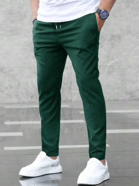 Manfinity Homme Men Solid Drawstring Waist Pants - Lolli World Marketplace