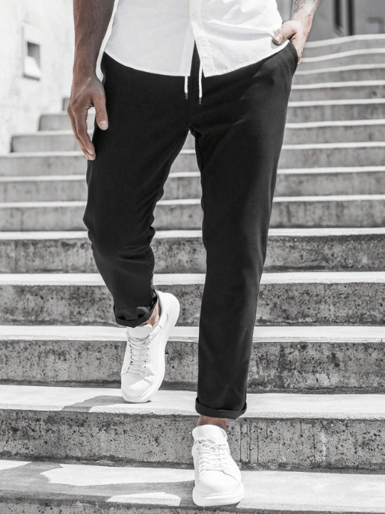 Manfinity Homme Men Solid Drawstring Waist Pants - Lolli World Marketplace
