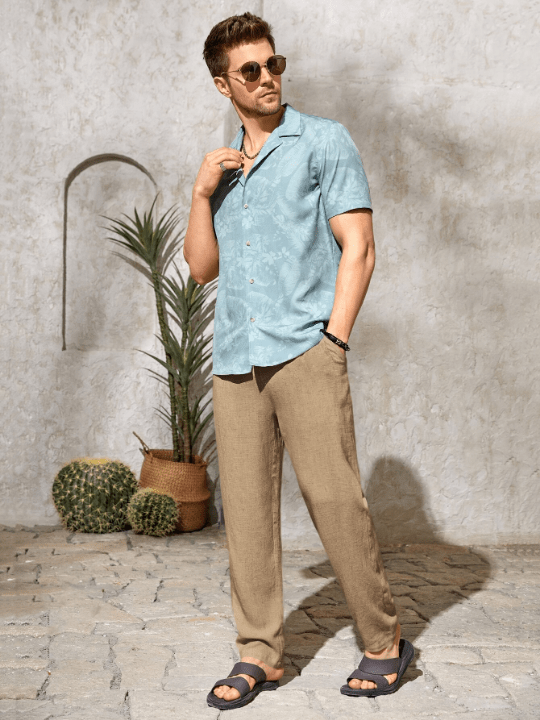 Manfinity Homme Men Solid Drawstring Waist Pants - Lolli World Marketplace