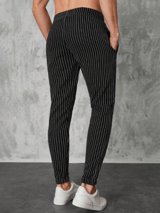 Manfinity Homme Men Striped Print Drawstring Waist Pants - Lolli World Marketplace