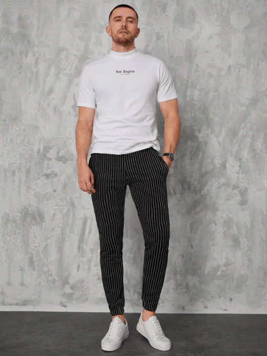 Manfinity Homme Men Striped Print Drawstring Waist Pants - Lolli World Marketplace