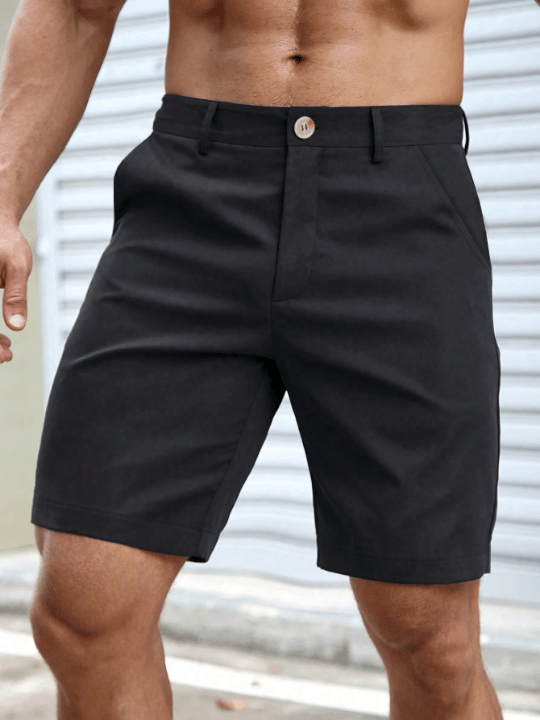 Manfinity Homme Men'S Button Fly Straight Leg Shorts - Lolli World Marketplace
