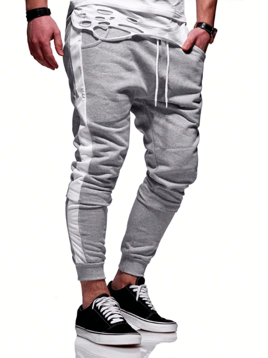 Manfinity Homme Men's Colorblock Casual Loose - Fitting Sweatpants With Adjustable Drawstring Waist - Lolli World Marketplace
