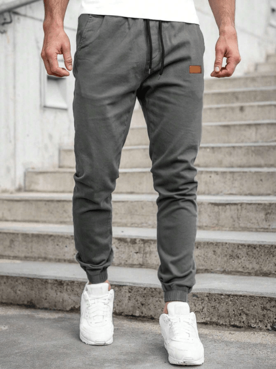 Manfinity Homme Men's Drawstring Waist Pants With Patch Details - Lolli World Marketplace
