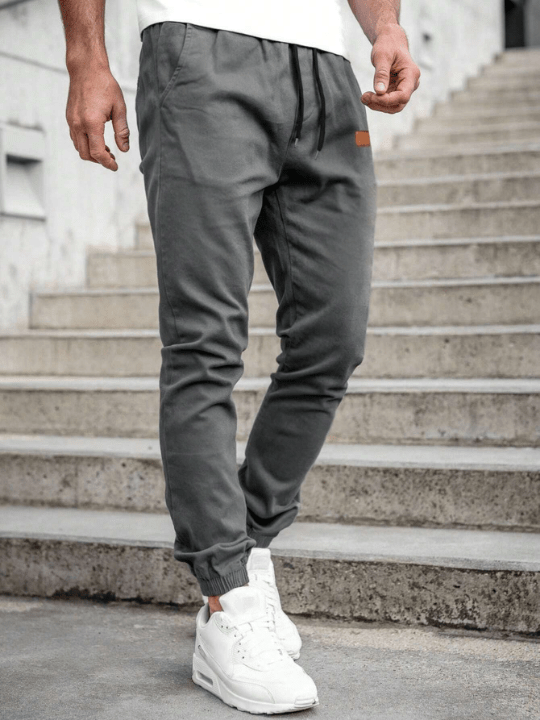 Manfinity Homme Men's Drawstring Waist Pants With Patch Details - Lolli World Marketplace