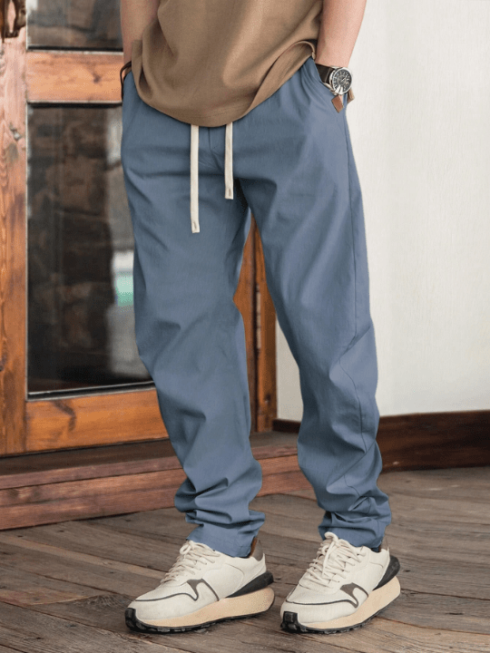 Manfinity Homme Men's Elastic Waistband Drawstring Casual Straight Pants - Lolli World Marketplace