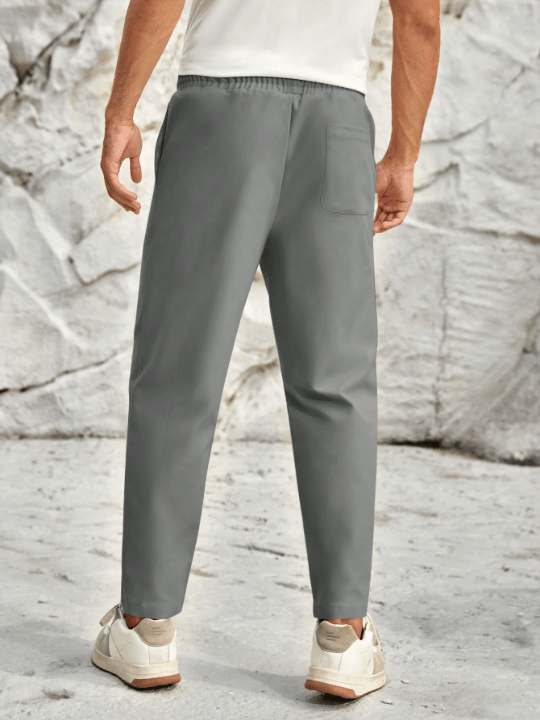 Manfinity Homme Men's Grey Woven Elastic Waist Long Pants - Lolli World Marketplace