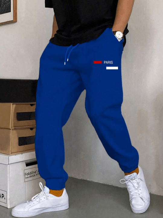 Manfinity Homme Men's Letter Print Drawstring Waist Sweatpants - Lolli World Marketplace