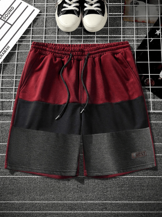 Manfinity Homme Men's Loose Colorblock Shorts With Drawstring Waist - Lolli World Marketplace