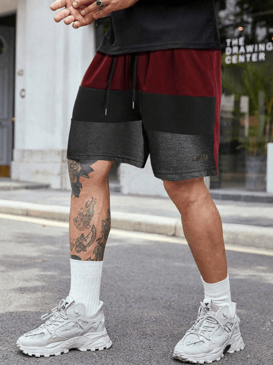 Manfinity Homme Men's Loose Colorblock Shorts With Drawstring Waist - Lolli World Marketplace