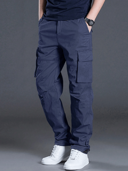 Manfinity Homme Men's Loose Fit Cargo Pants With Flap Pockets And Drawstring Waist - Lolli World Marketplace