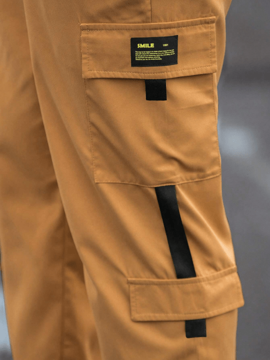 Manfinity Homme Men's Loose Fit Cargo Pants With Patched Detail And Drawstring Waist - Lolli World Marketplace