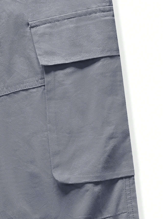 Manfinity Homme Men's Loose Fit Solid Color Pants With Drawstring Waistband And Flap Pockets - Lolli World Marketplace