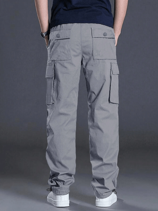Manfinity Homme Men's Loose Fit Solid Color Pants With Drawstring Waistband And Flap Pockets - Lolli World Marketplace
