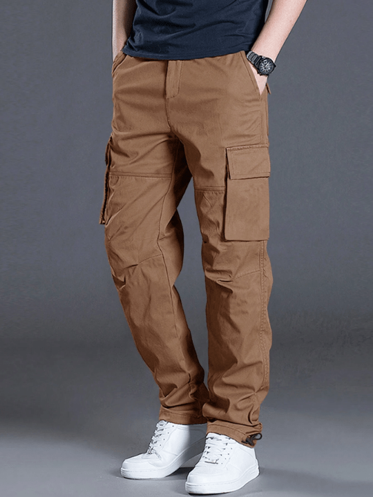 Manfinity Homme Men's Loose Fit Work Pants With Flap Pockets And Drawstring Waist - Lolli World Marketplace