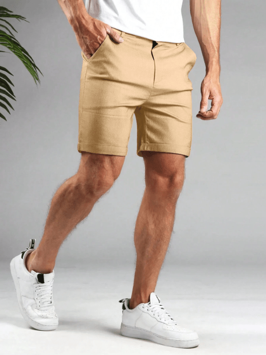 Manfinity Homme Men's Solid Color Casual Fashion Shorts - Lolli World Marketplace