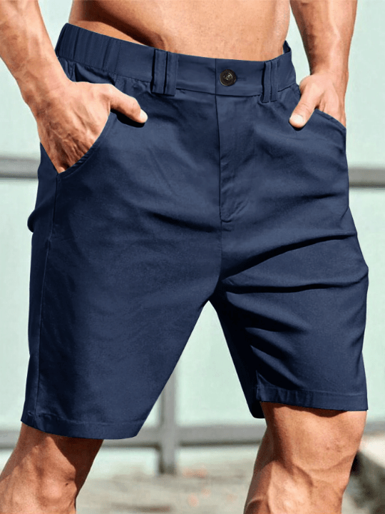 Manfinity Homme Men's Solid Color Casual Shorts With Slanted Pockets - Lolli World Marketplace