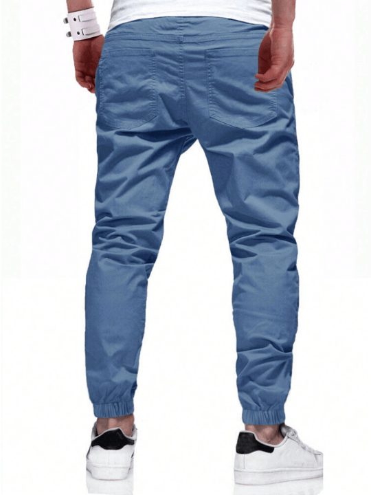 Manfinity Homme Men's Solid Color Detail Drawstring Waist Trousers - Lolli World Marketplace